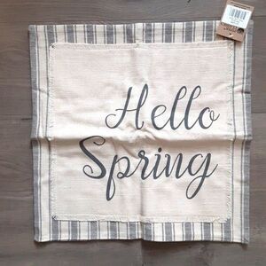 NWT Piper Classics gray cream Hello Spring pillow cover 18X18 farmhouse cotton
